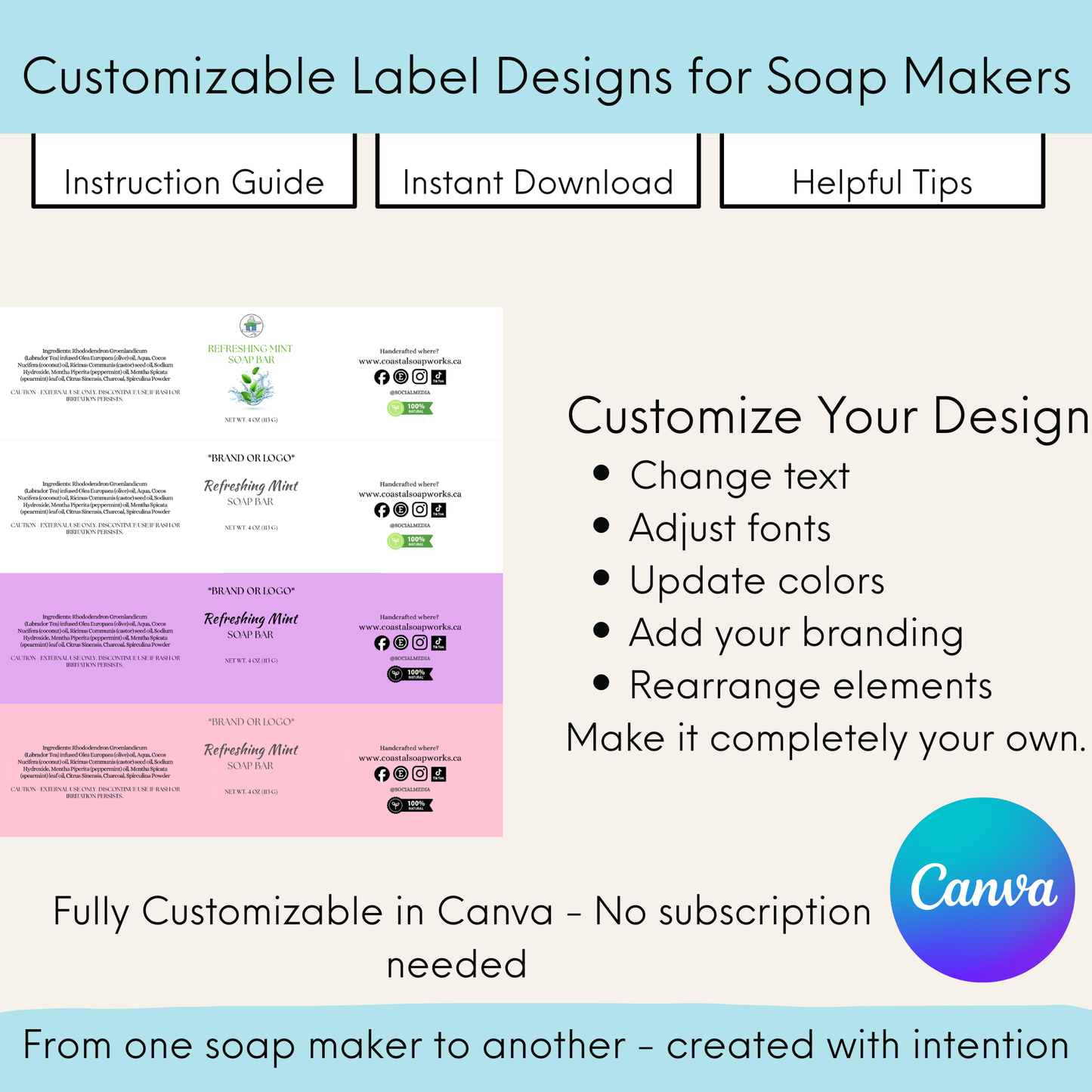 50+ Fully Customizable Cosmetic & Soap Label Templates