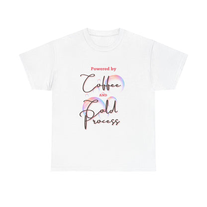 Coffee & Cold Process T-Shirt — "Powered by Coffee and Cold Process" Graphic Tee