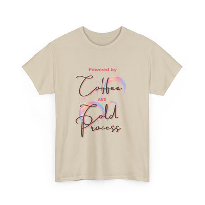 Coffee & Cold Process T-Shirt — "Powered by Coffee and Cold Process" Graphic Tee