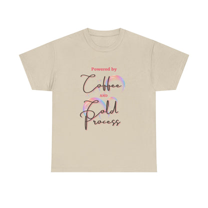 Coffee & Cold Process T-Shirt — "Powered by Coffee and Cold Process" Graphic Tee